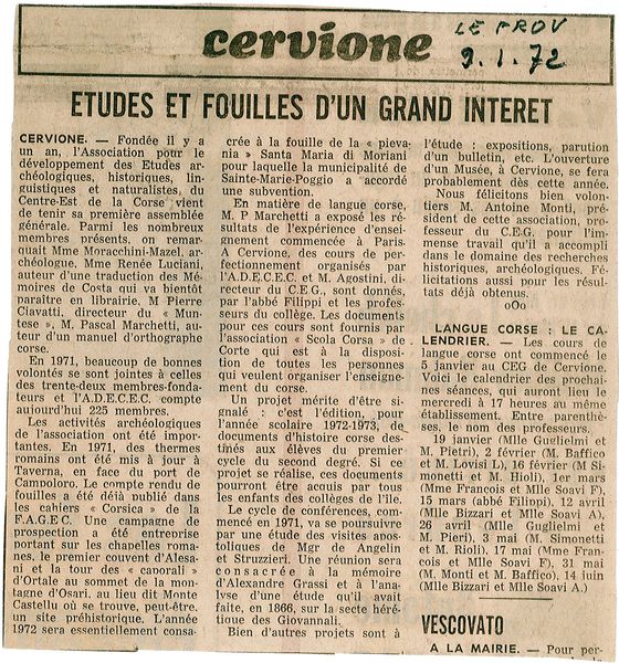 Etudes et fouilles d'un grand intérêt