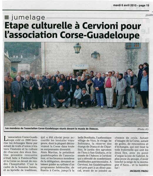 Etape culturelle à Cervioni pour l'association Cor