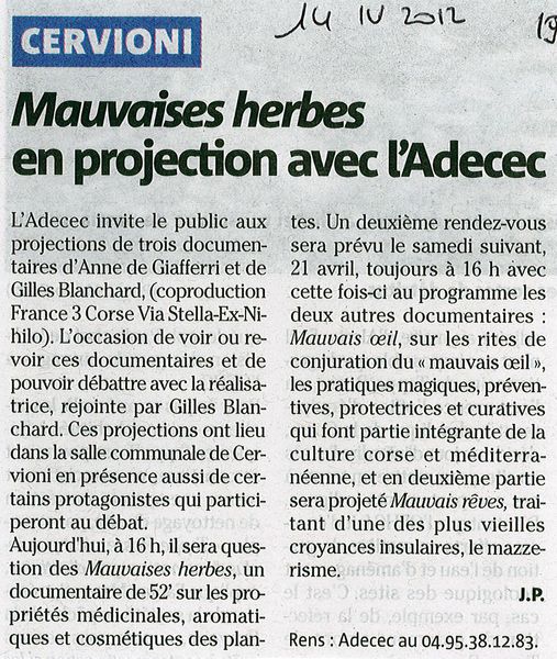 Mauvaises herbes en projection
