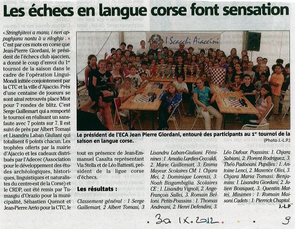 Les échecs en langue corse font sensation