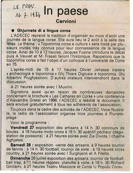 Toponimia corsa e cultura 1