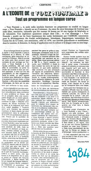 Radio Voce Nustrale tout un programme en langue Co