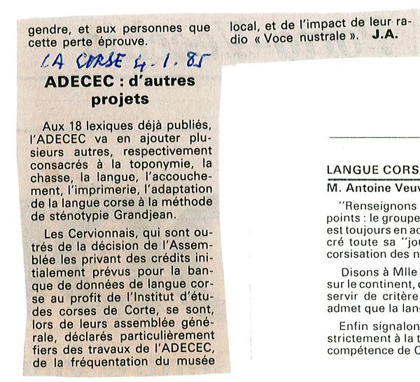 Les projets de l'ADECEC