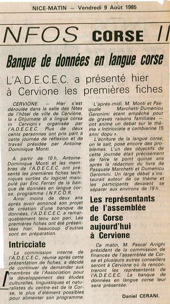 1ères fiches d'INFCOR