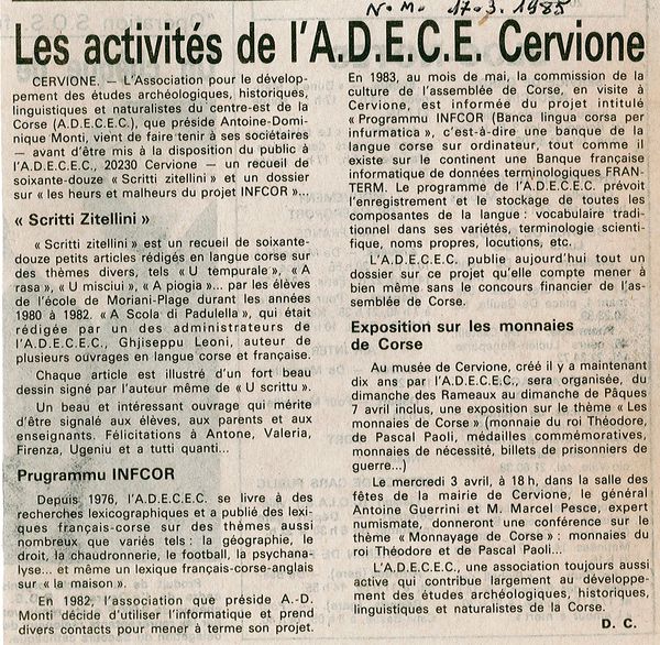 Les activités de l'ADECEC 2