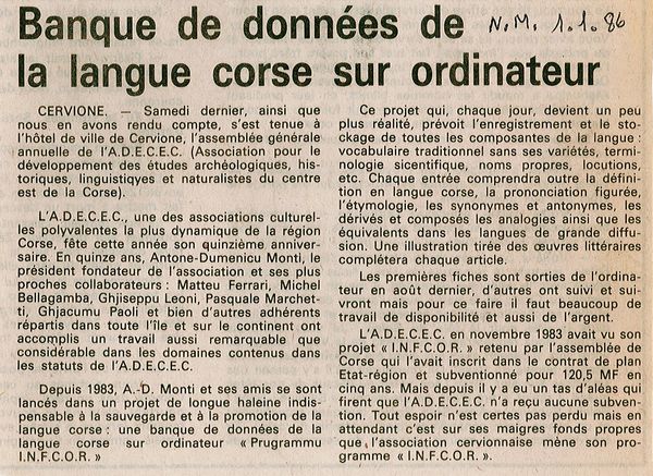 Banque de données sur ordinateur