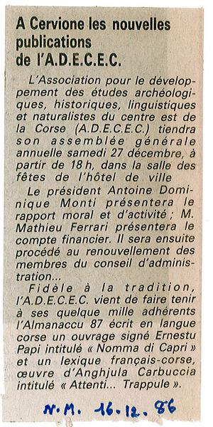 Publications de l'ADECEC