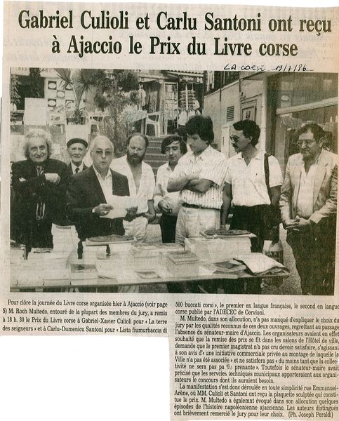 Prix livre corse Gabriel Xavier Culioli et Charles
