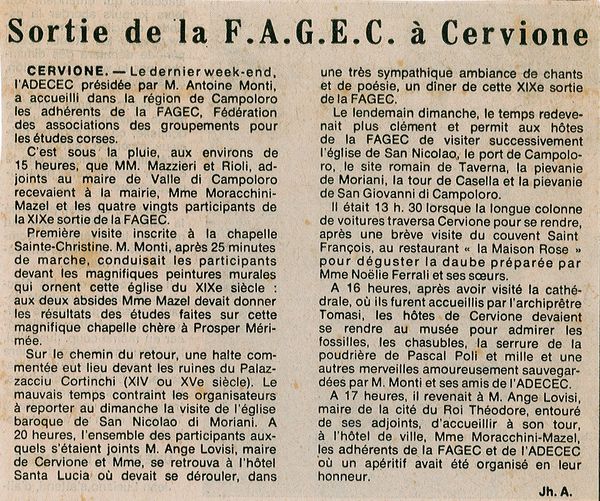 Sortie de la FAGEC à Cervioni