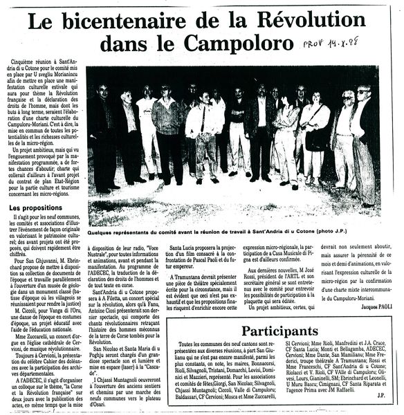 Bicentenaire de la révolution dans le Campuloru 1