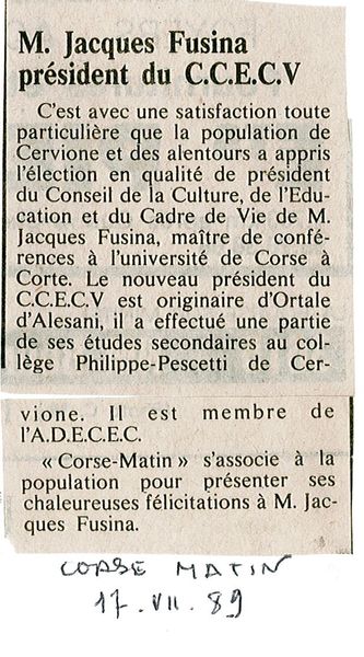 Jacques Fusina président du CCECV