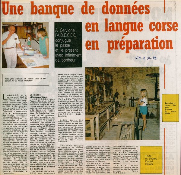 Une banque de données en langue Corse
