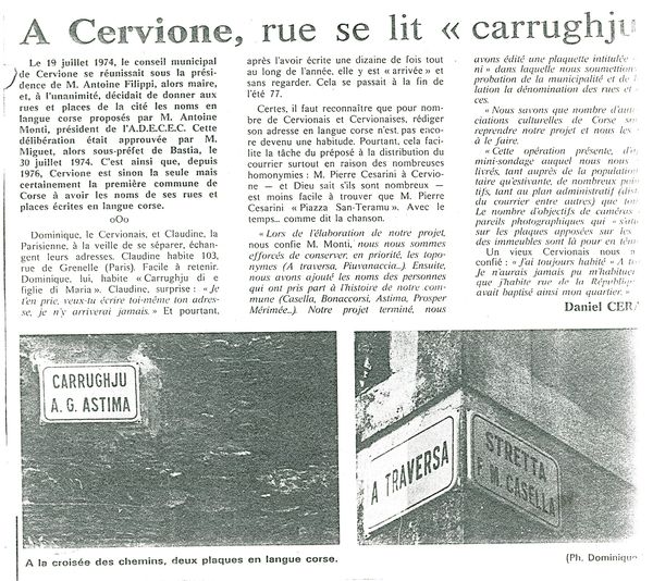 Rues corsisées