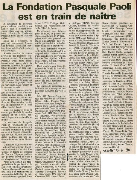 La fondation Pasquale Paoli