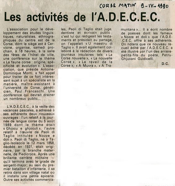 les activités de l'ADECEC