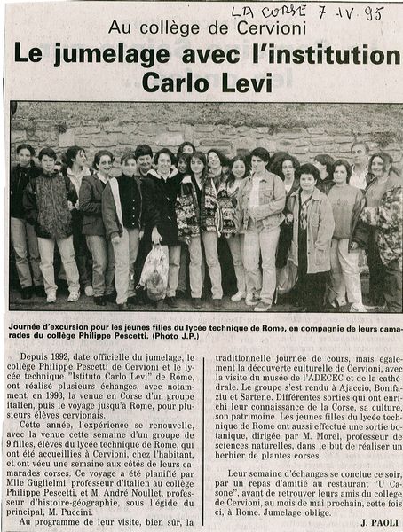 Jumelage avec l'institution Carlo Levi