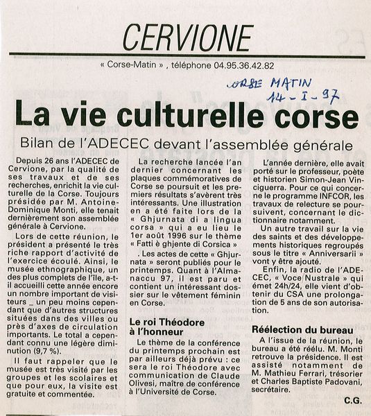 La vie culturelle Corse