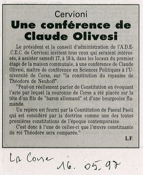 Claude Olivesi constitution du royaume de Théodore
