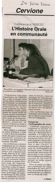 Shana Walton histoire orale