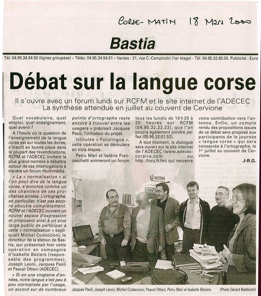 Débat sur la langue Corse