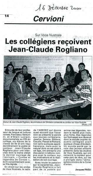 Les collégiens reçoivent Jean-Claude Rogliano