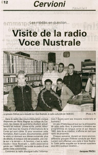 Visite de la radio Voce Nustrale