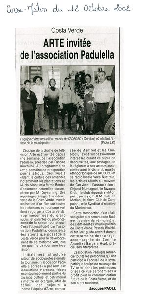 ARTE invitée de l'association Padulella