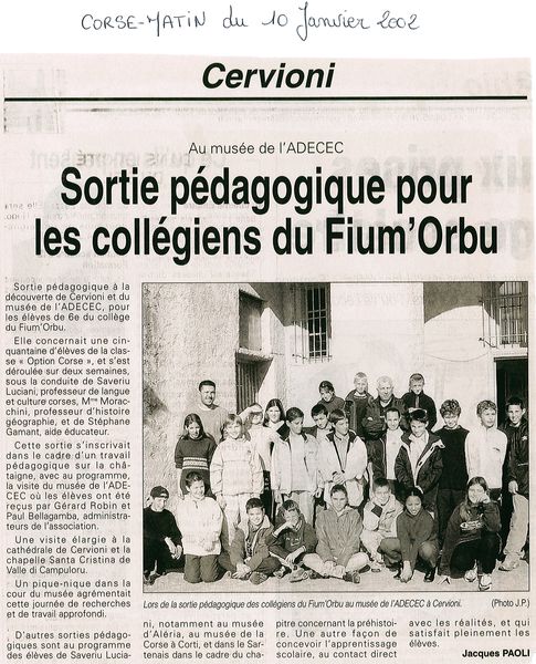 Sortie pédagogique pour les collégiens du Fium'Orb