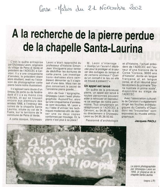 A la recherche de la pierre perdue de la chapelle