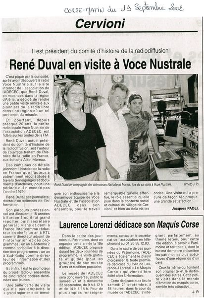 René Duval en visite à Voce Nustrale