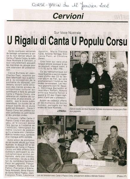 U Rigalu di Canta U Populu Corsu