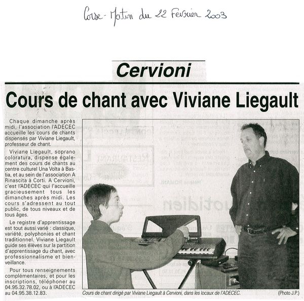 Cours de chant avec Viviane Liegault