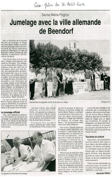 Jumelage avec la ville allemande de Beendorf