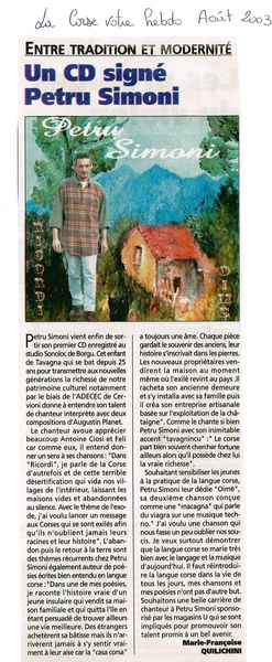 Un CD deux titres signé Petru Simoni 2