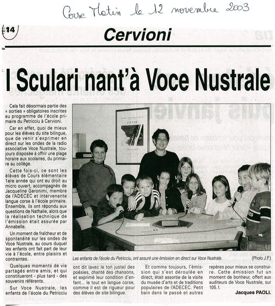 I Sculari nant'à Voce Nustrale