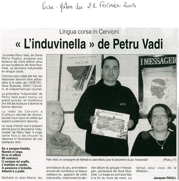 Induvinella de Petru Vadi sur Voce Nustrale 2