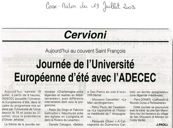 L'ADECEC accueille l'Université Européenne d'été 2