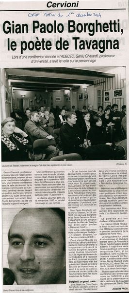 Gian Paolo Borghetti, le poète de Tavagna