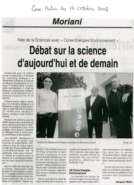 Débat sur la science d'aujourd'hui et de demain