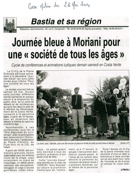 Journée bleue à Moriani pour une 