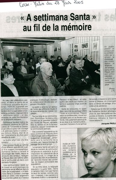 Dumenica Verdoni, a settimana santa 2