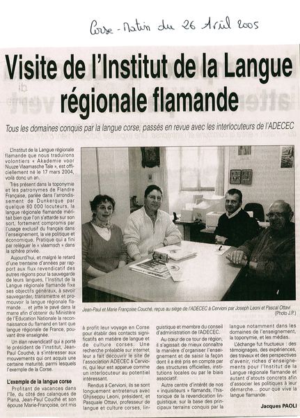 Visite de l'institut de la Langue régionale flaman