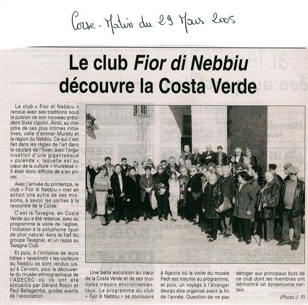 Le club Fior di Nebbiu découvre la Costa Verde