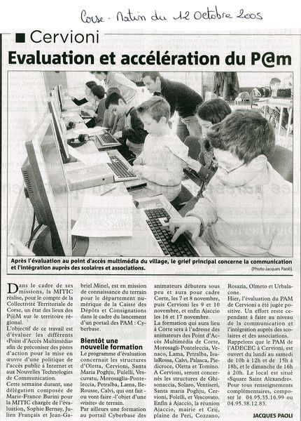 Evaluation du PAM 1