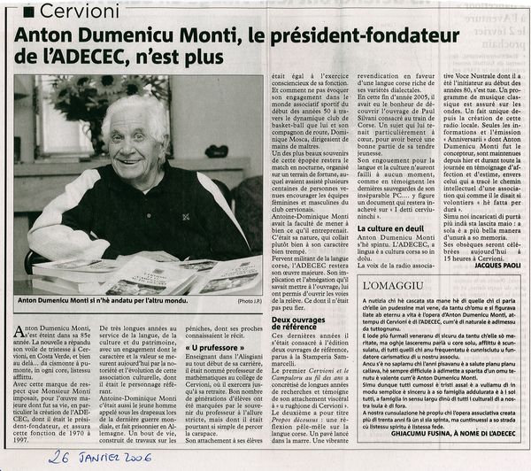 Anton Dumenicu Monti, le président-fondateur de l'