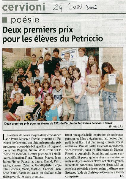 Deux premiers prix pour les élèves du Petriccio
