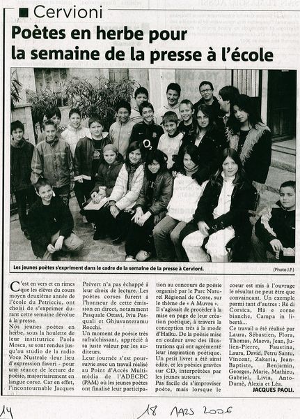 Poètes en herbe pour la semaine de la presse à l'é