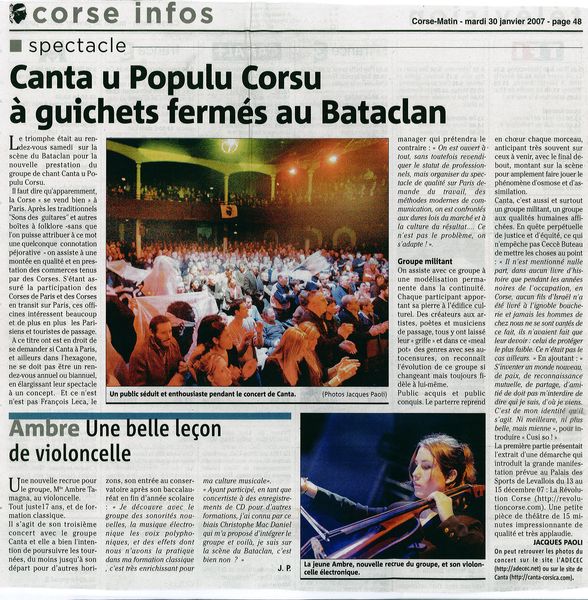 Canta U Populu Corsu au Bataclan