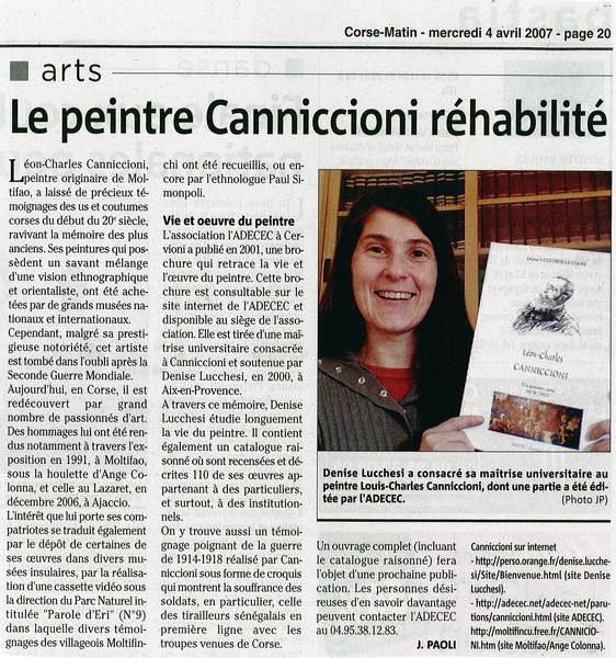 Le peintre Canniccioni réhabilité