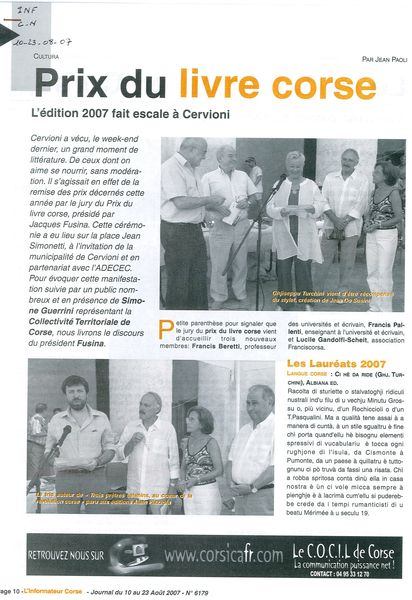 Prix du livre Corse 1